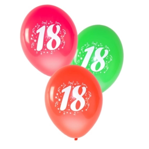 Balony z cyfrą 18 kolorowe 3 sztuki